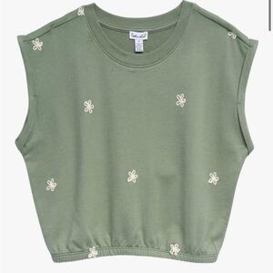 Splendid Girls' Olive Short Sleeve Half Zip Sweatshirt Size 12